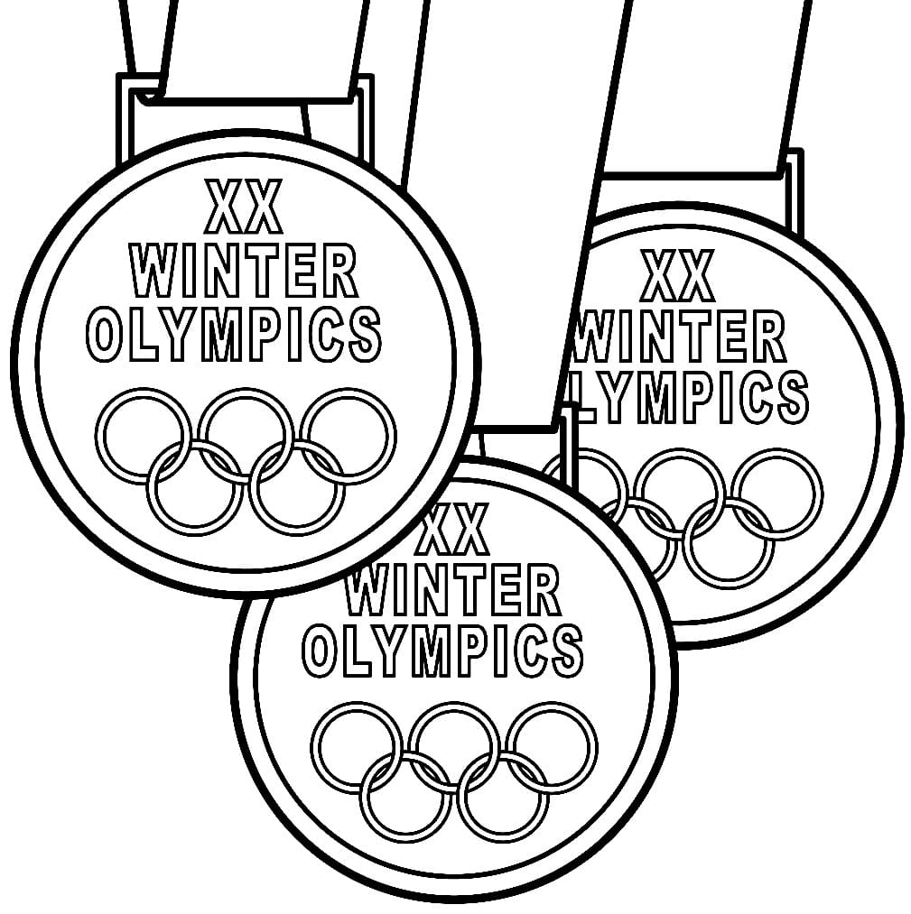 Winter olympic medals coloring page