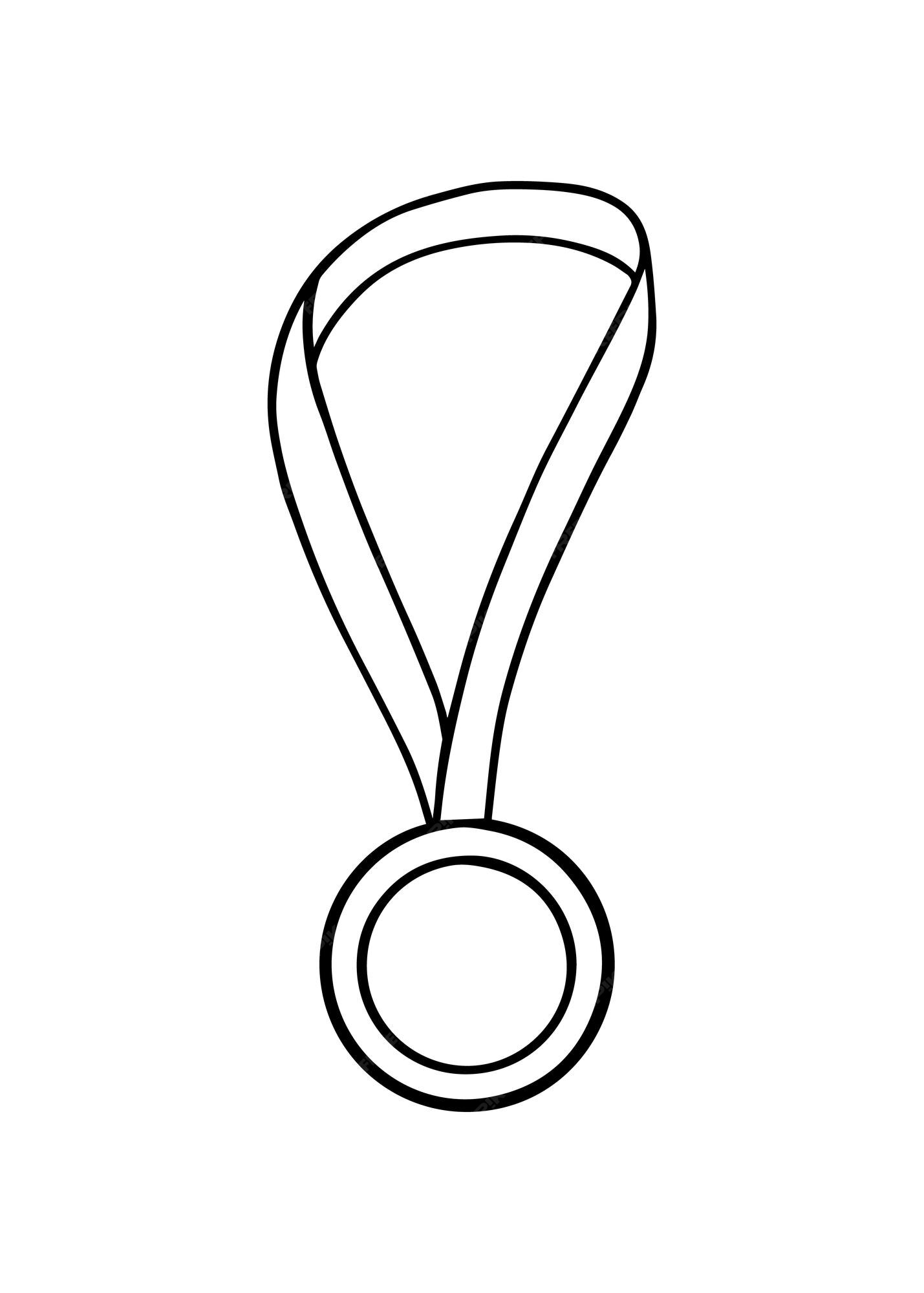 Premium vector ribbon medal award for victory and merit petition place petition doodle linear cartoon coloring
