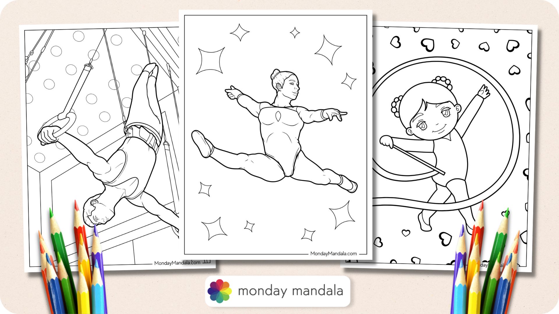 Gymnastics coloring pages free pdf printables