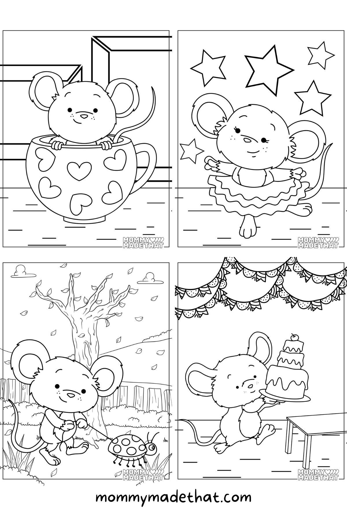 Adorable mouse coloring pages free printables