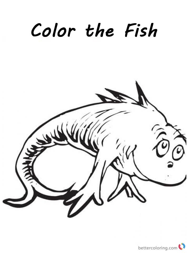 Playful dr seuss one fish two fish coloring pages
