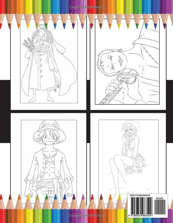Pages anime manga adult colouring book one piece japanese