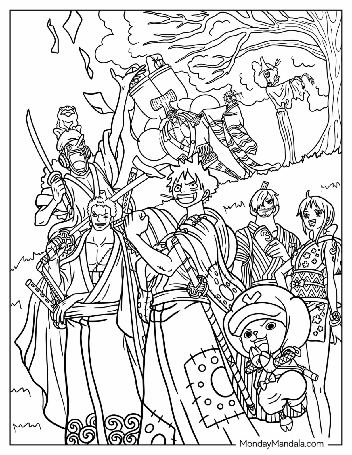 One piece coloring pages free pdf printables