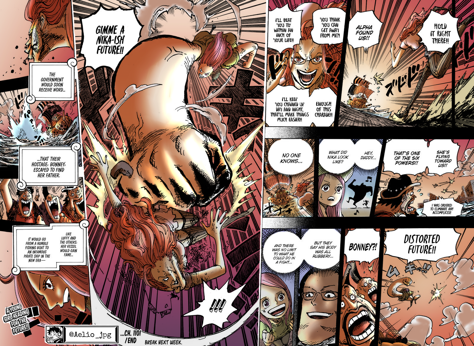 I colored the double page from the last chapter i hope you like it ronepiece