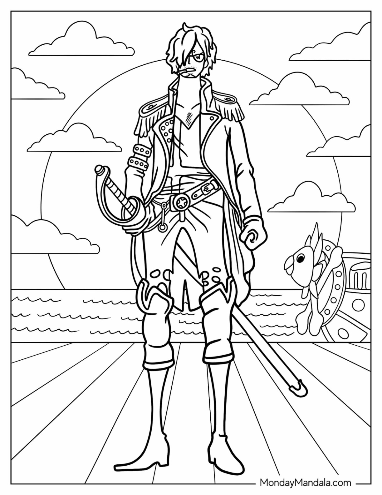 One piece coloring pages free pdf printables