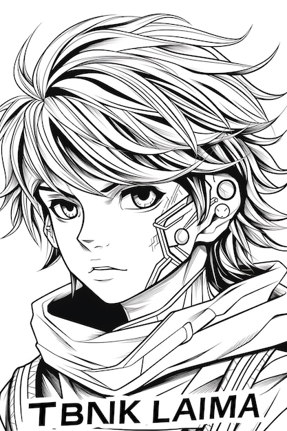 Premium vector anime coloring page