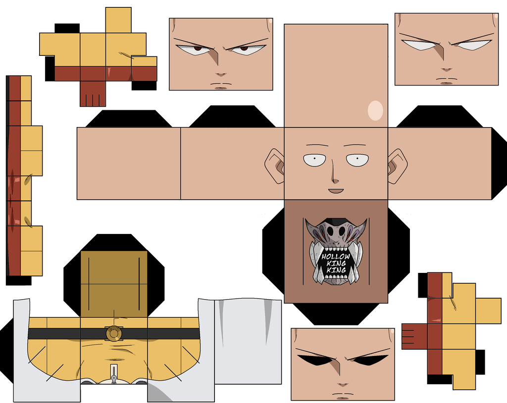 Saitama from one punch man paper toy free printable papercraft templates