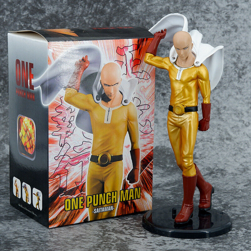 Anime one punch man saitama anime premium figure toy metalic color toy boxed