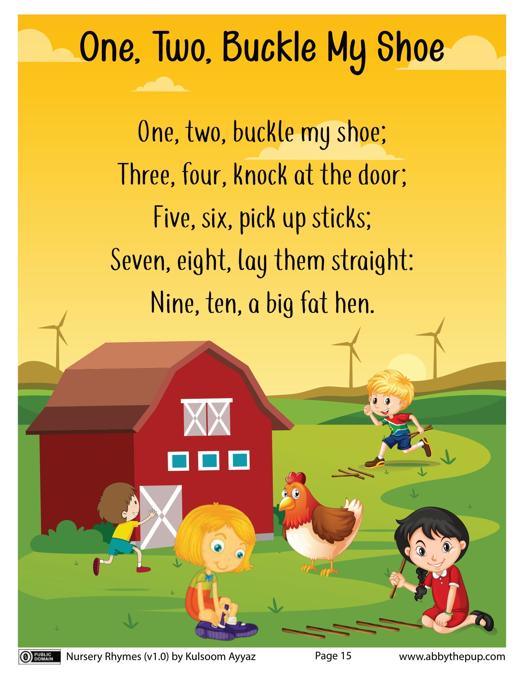 One two buckle my shoe nursery rhyme free printable papercraft templates