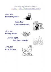 English worksheets one two buckle my shoe