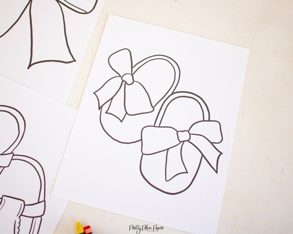 One two buckle my shoe coloring pages printable download shoe theme birthday bow birthday party or baby shower mary jane