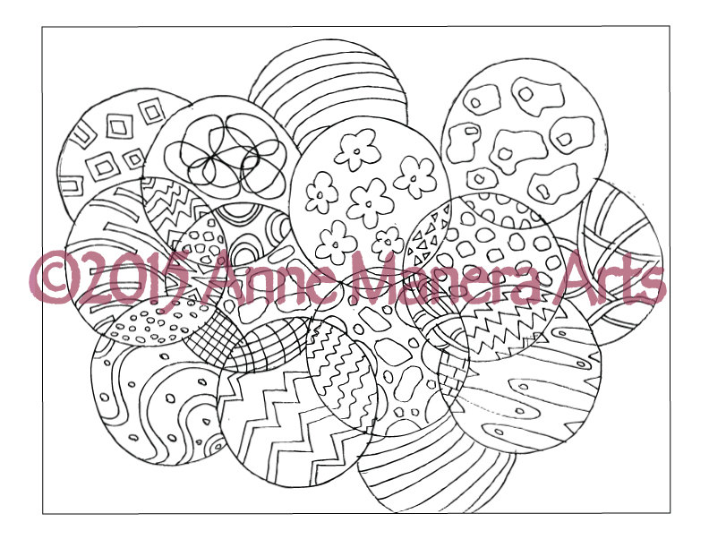 Circles design digital adult coloring page