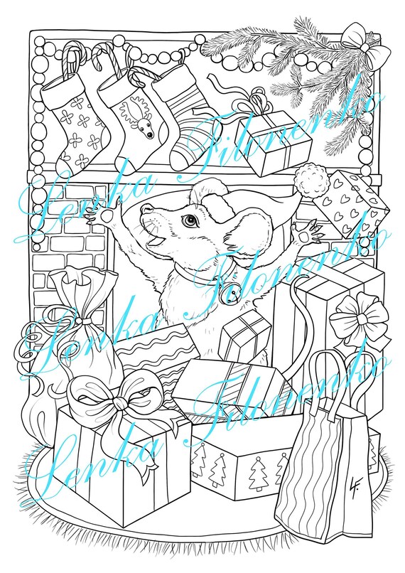 Buy christmas coloring page happy mouse line art pdf download printable online in india