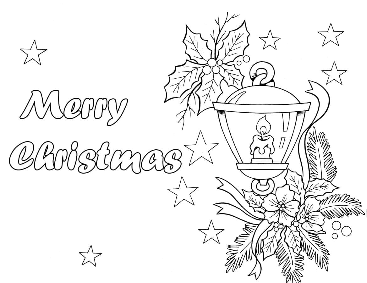 Merry christmas lantern coloring page