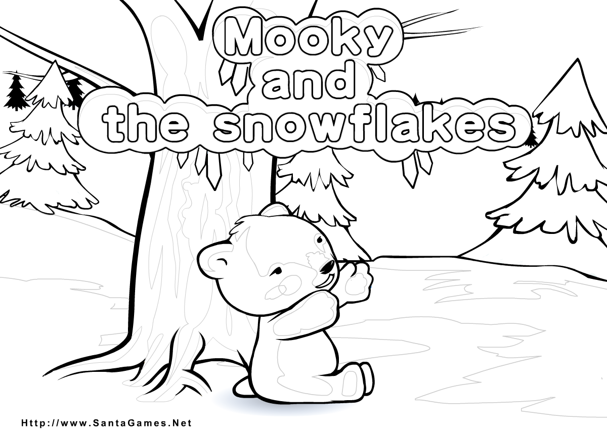 Christmas coloring pages mooky and the snowflakes