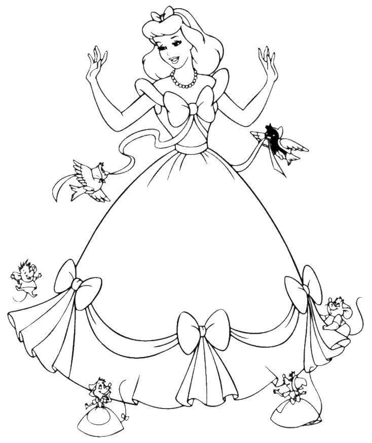 Online coloring pages coloring page the animals help cinderella disney coloring pages download print coloring page