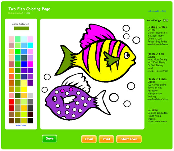 Free online coloring pages on thecolor kids software