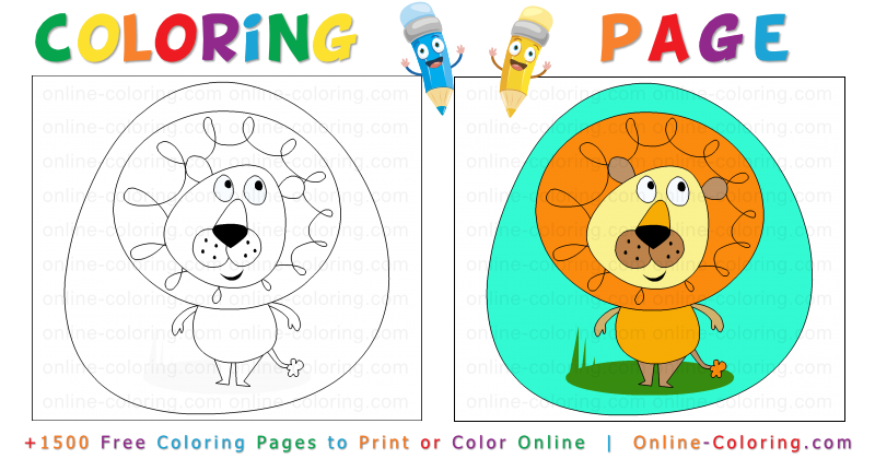 Lion free online coloring page