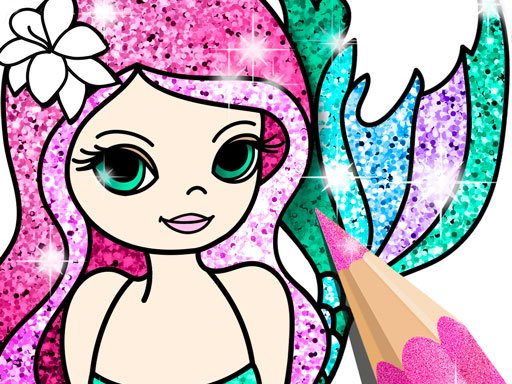 Play mermaid coloring book glitter free online