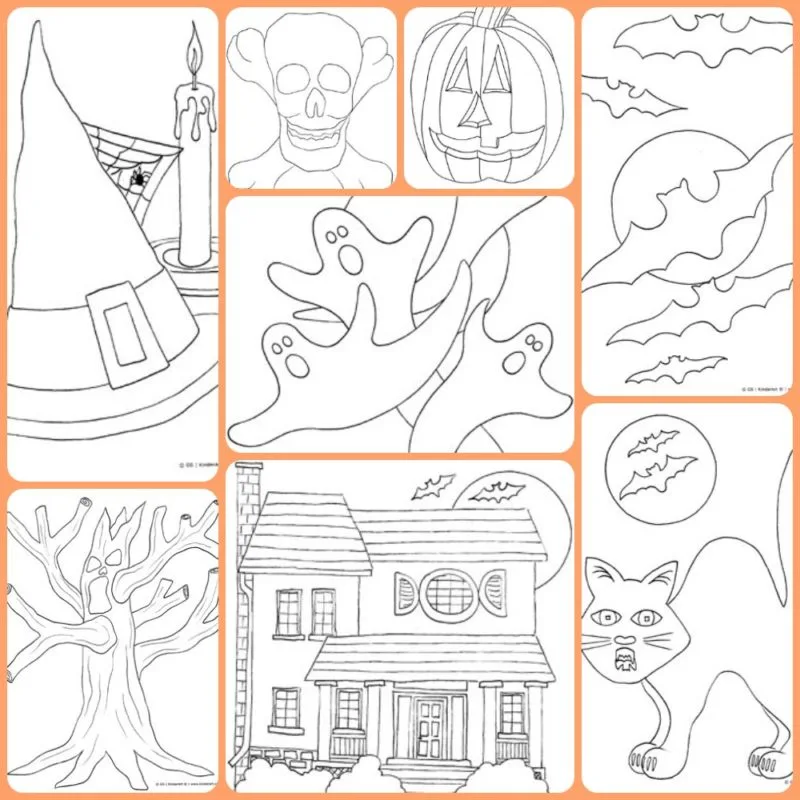 Free halloween coloring pages to print and color online colouring book printable pages from and kindercolor