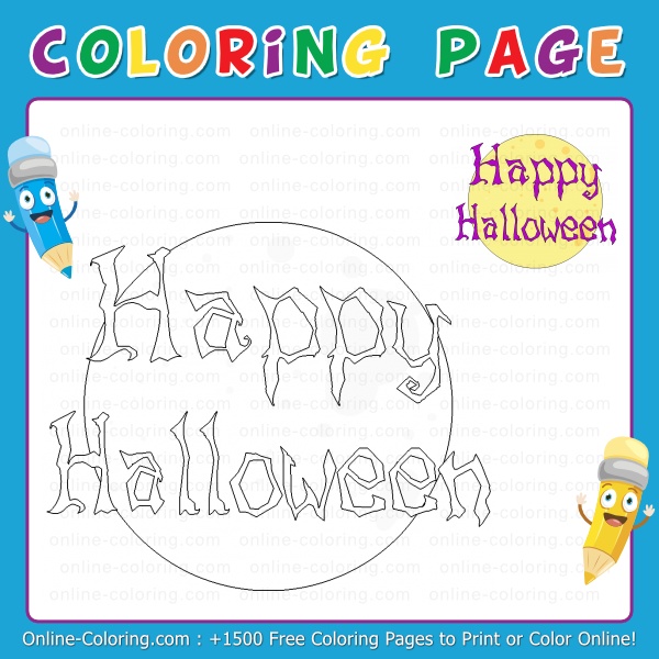 Happy halloween free online coloring page
