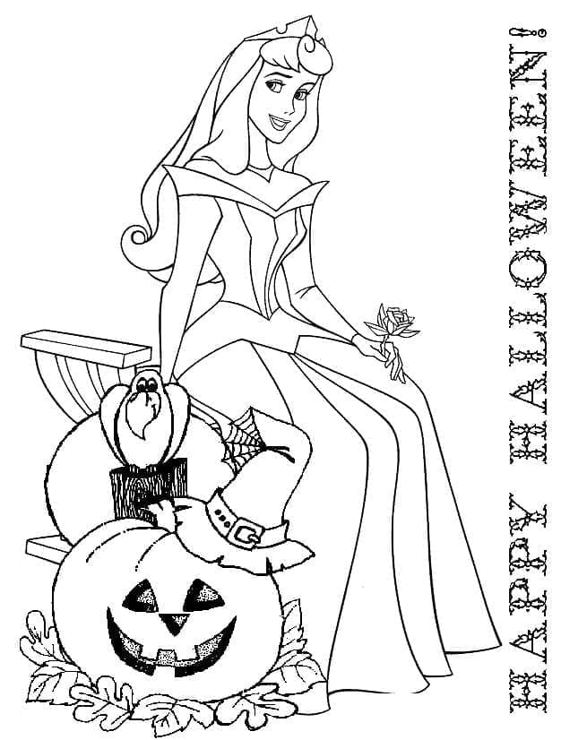 Princess aurora disney halloween coloring page