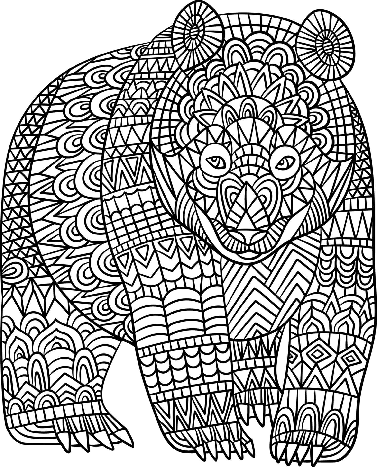 Basic bear mandala coloring page