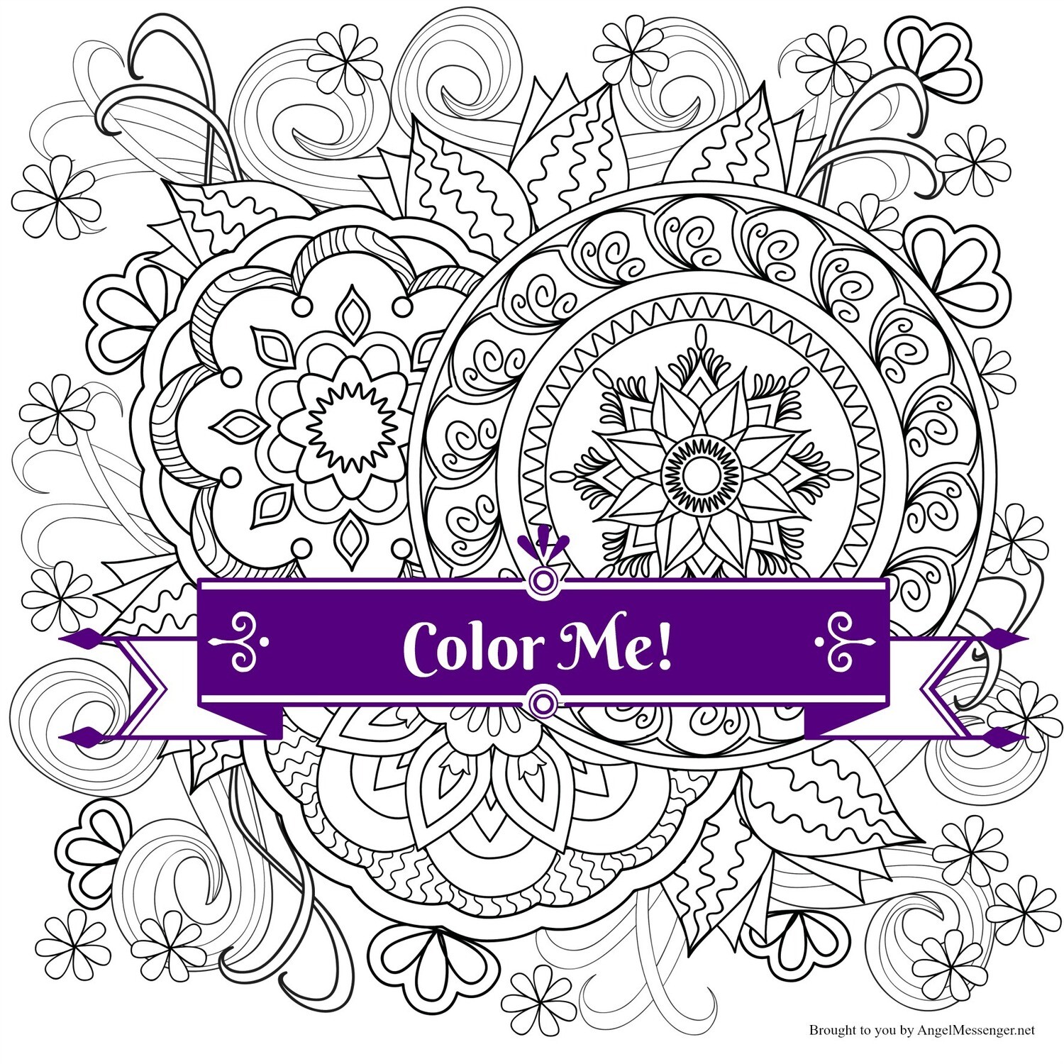 Flower mandala coloring adult coloring page free â angel messenger online store â angel messenger