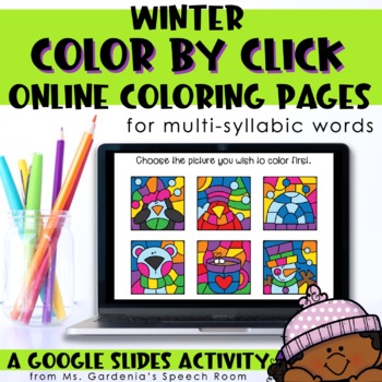 Online coloring pages for winter weak syllable deletion multisyllabic words
