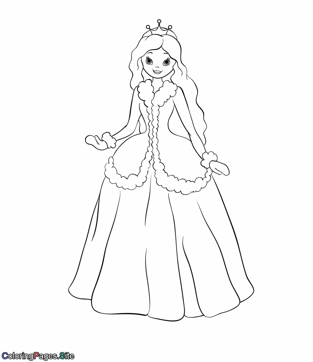 Winter princess coloring page