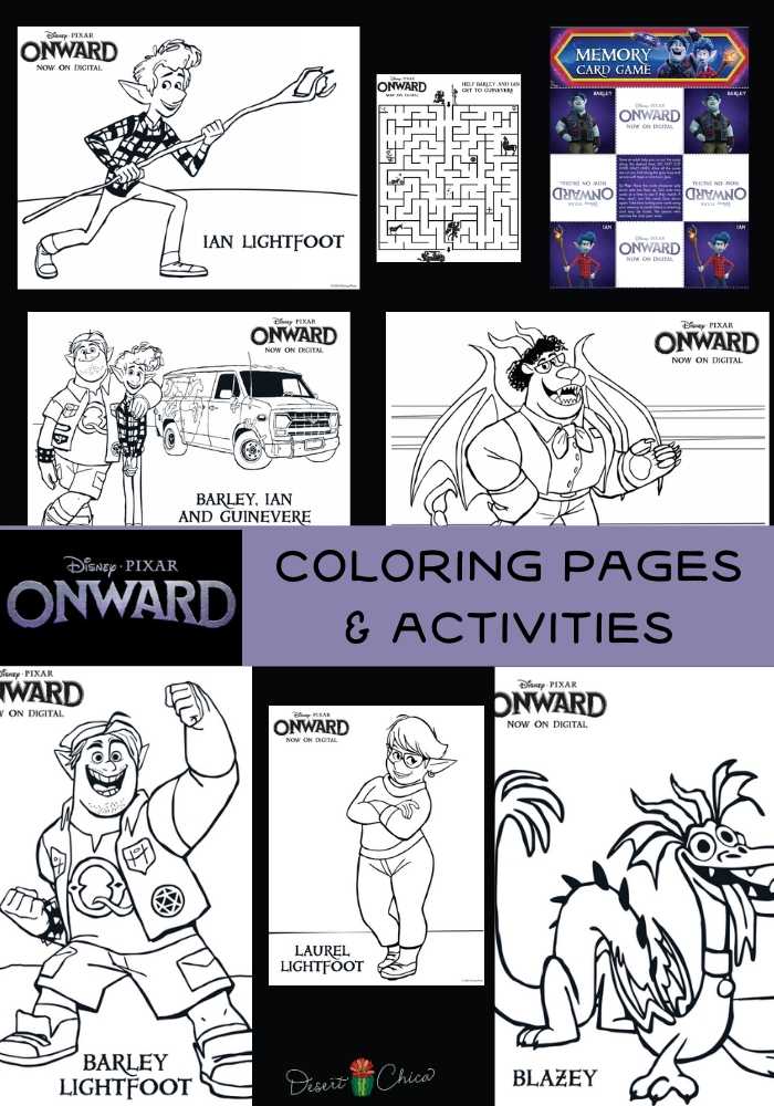 Pixar onward coloring pages and activities