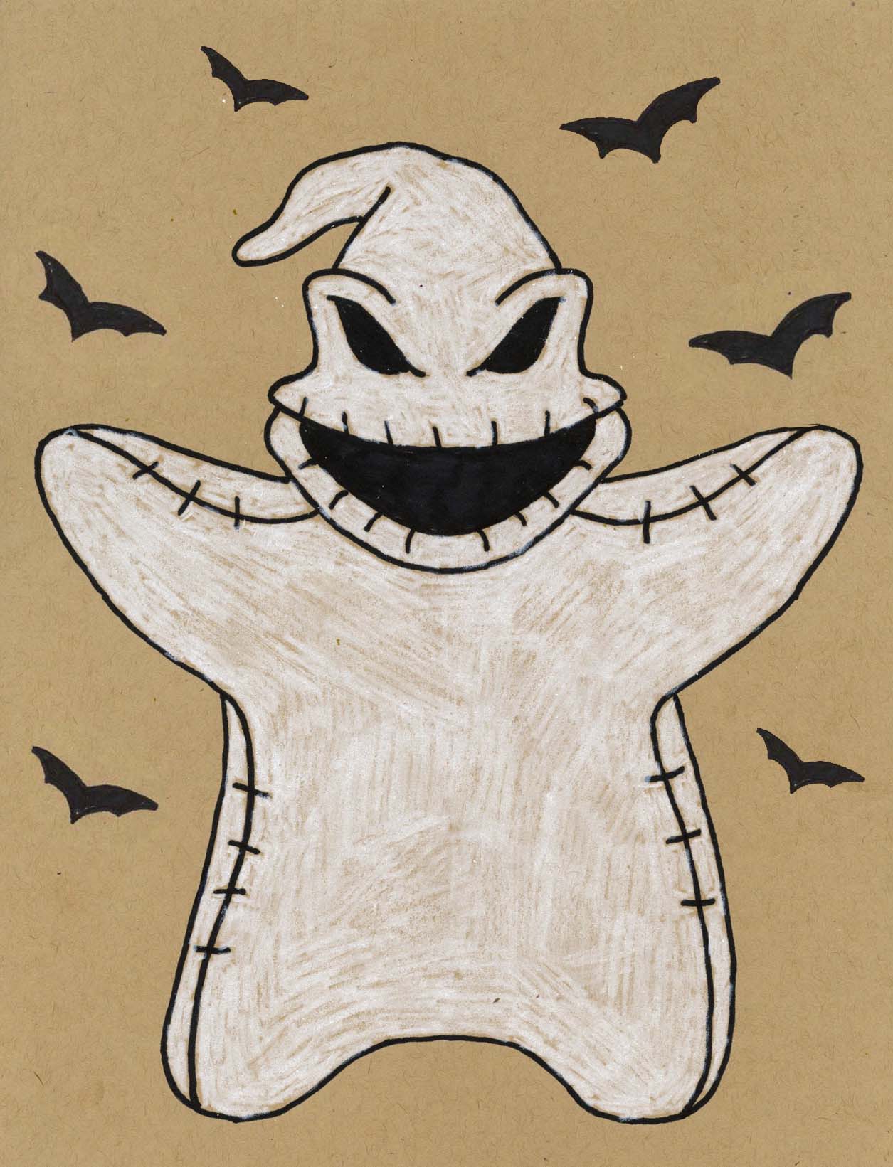 How to draw oggie boogie from nightmare before christmas