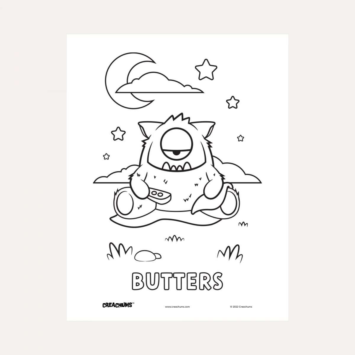 Free butters plushie coloring page