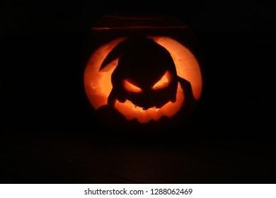 Pumpkin carving boogie man stock photo