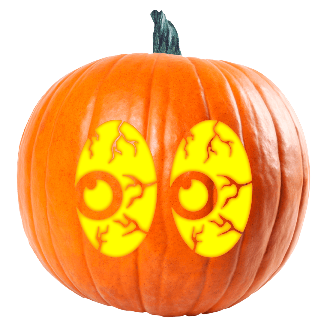 Big eyes emoji pumpkin carving stencil
