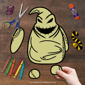 Printable color cut build oogie boogie paper doll for halloween