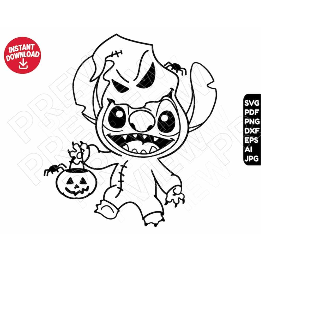 Stitch halloween svg oogie boogie dxf png clipart the nigh