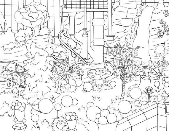 Chocolate factory coloring page adult coloring page movie scene coloring page instant download