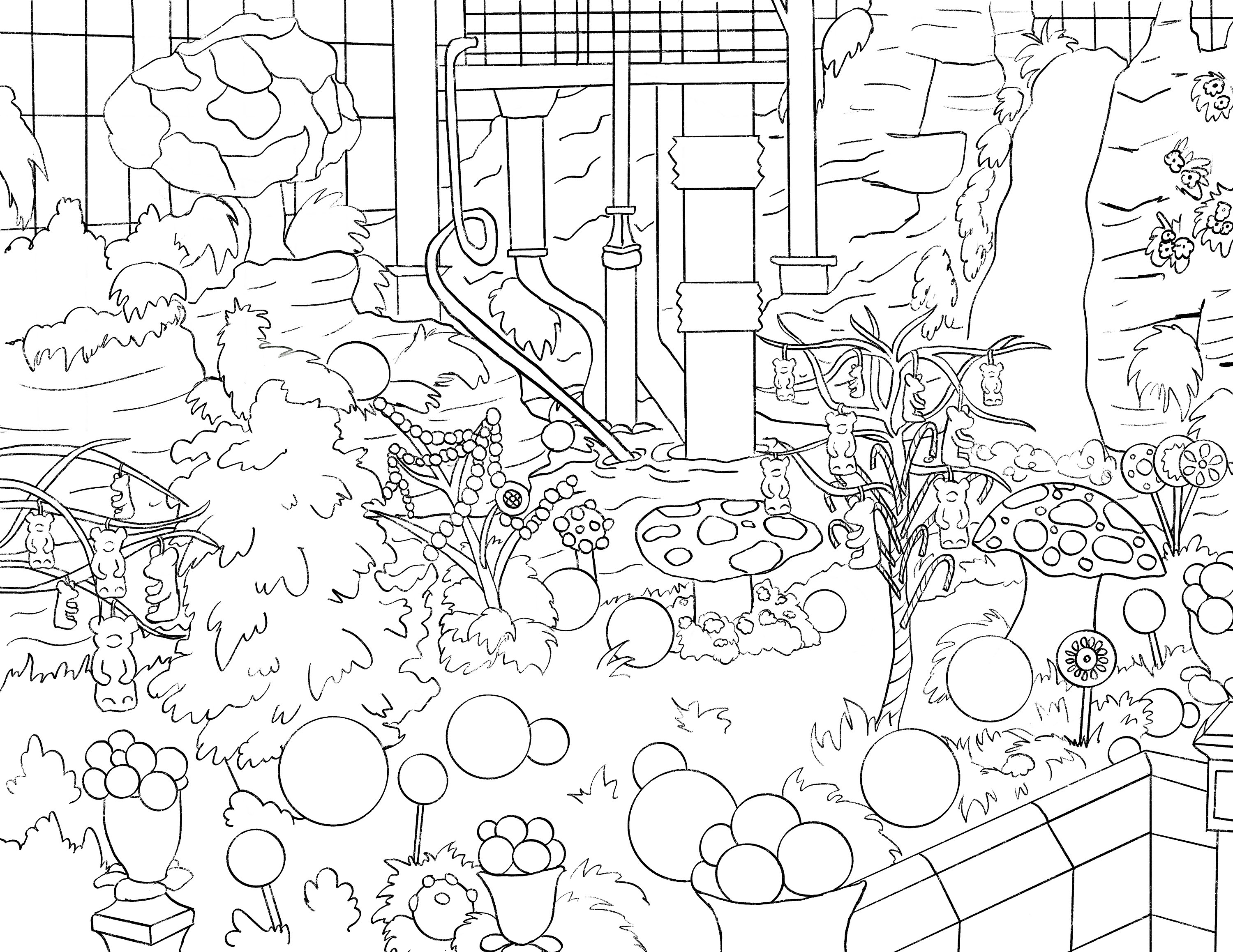 Chocolate factory coloring page adult coloring page movie scene coloring page instant download