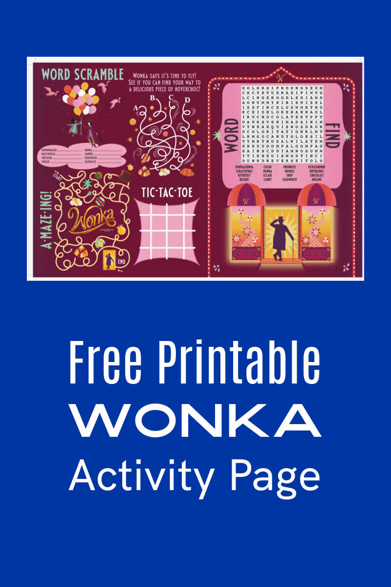 Free printable wonka activity page for movie book fans