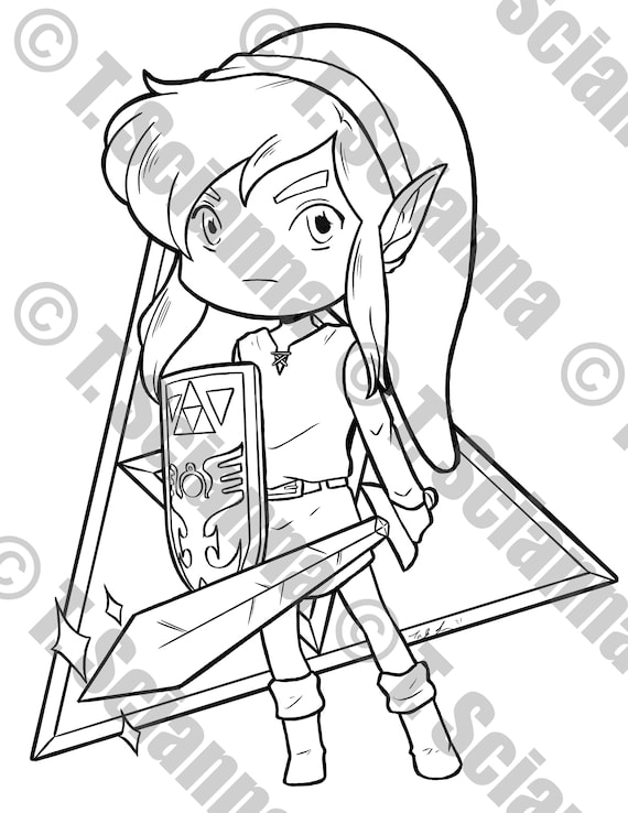 Legend of zelda inspired coloring page bundle