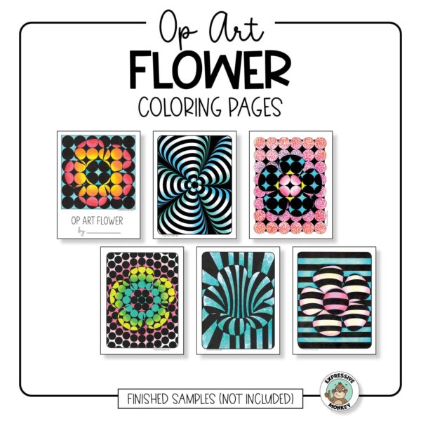Op art flower coloring pages â expressive monkey