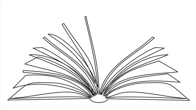 Continuous one line drawing of an open book with flying pages vector illustration of back to school educational supplies vector