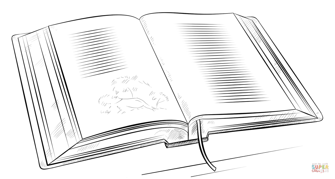 Open book coloring page free printable coloring pages