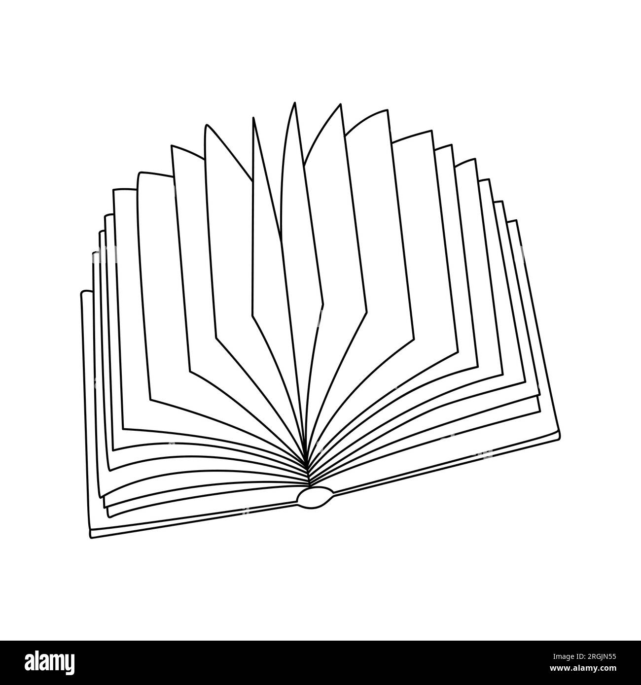 Outline doodle open book a symbol of learning education literature reading hand drawn black and white vector illustration isolated on a white bac stock vector image art