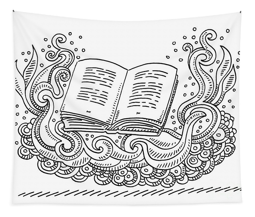 Swirl doodle open book drawing canvas print canvas art by frank open book drawing