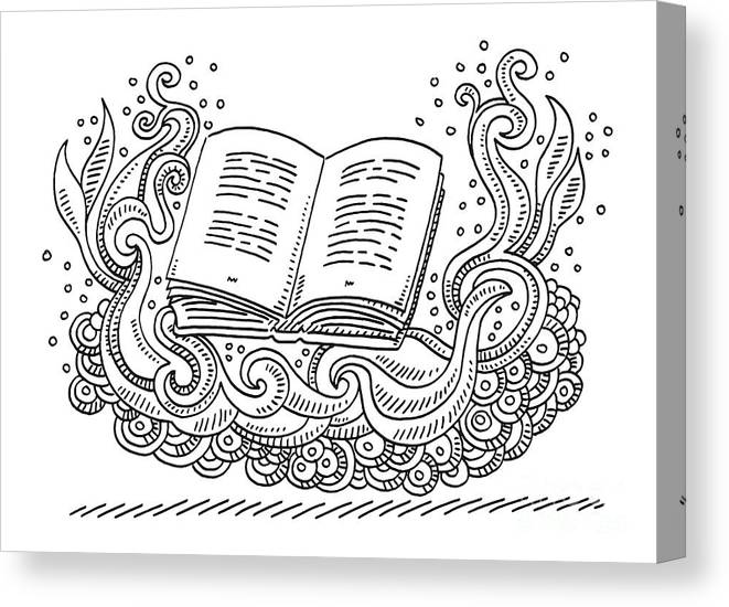 Swirl doodle open book drawing canvas print canvas art by frank open book drawing