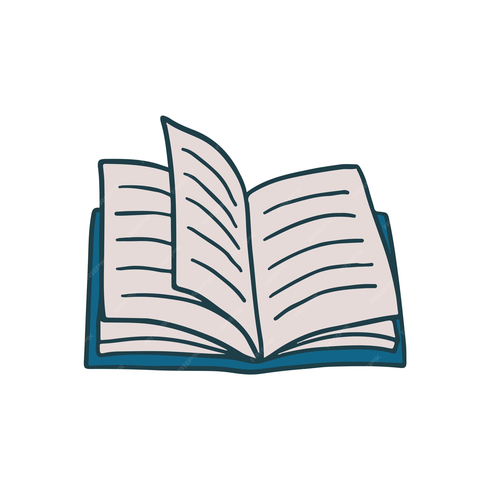 Premium vector hand drawn book kawaii coloring page illustration