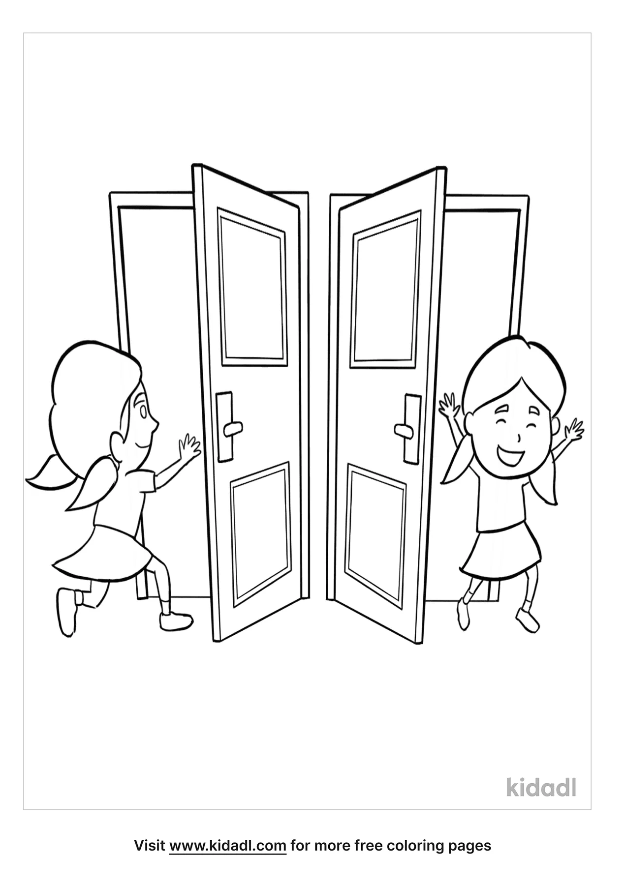 Free children ing through a door coloring page coloring page printables
