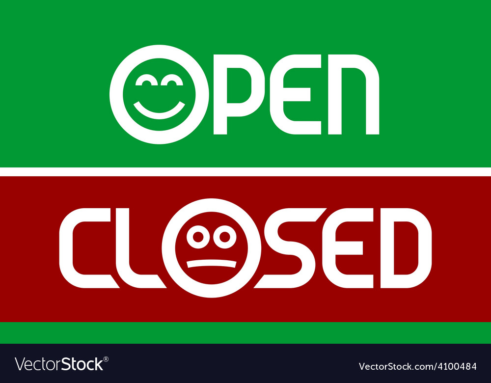 Open and closed signs with emoticons smiling vector image